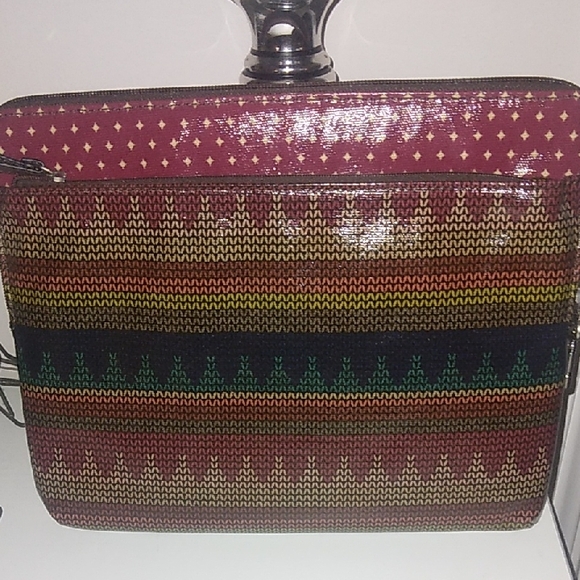 Fossil Red and Yellow Laptop Bag with Elegant Design - Picture 2 of 5